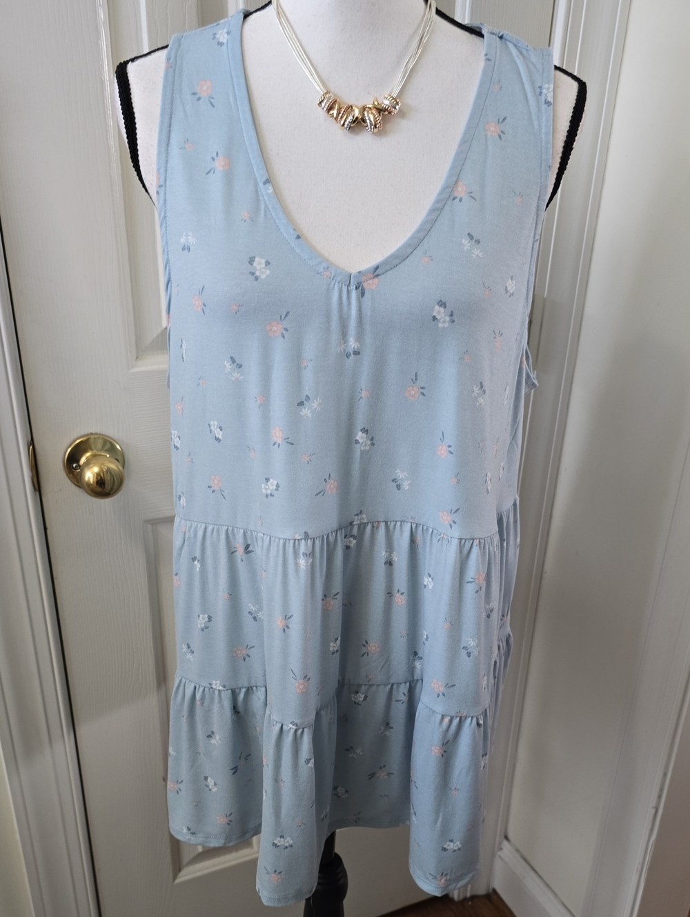 A:GLOW BRAND WOMEN'S BLUE FLORAL SLEEVELESS MATERNITY TOP SIZE XL - Picture 6 of 17
